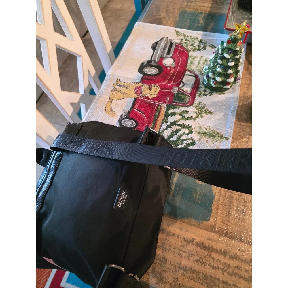 Botkier‎ New York Black Nylon Leather Flap Backpack